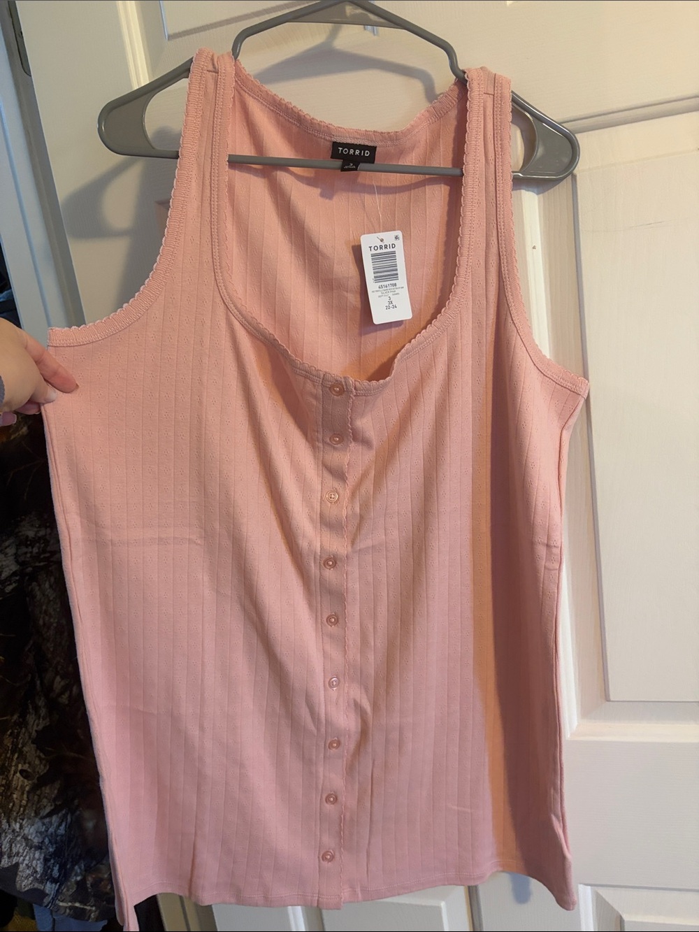 torrid Dusty Pink Pointelle Button-Front Tank